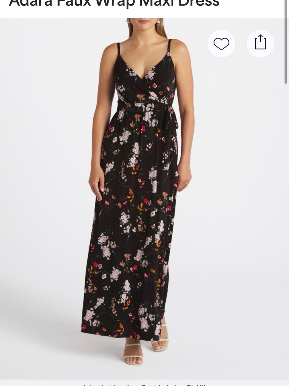 Kaileigh Black Floral Faux Wrap Maxi Dress